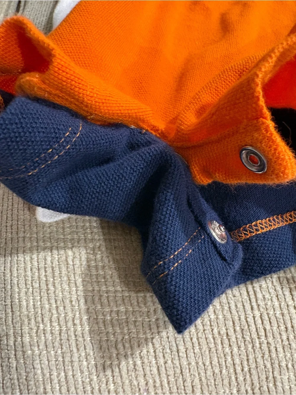 Polo Ralph Lauren baby boy orange/navy blue polo romper one piece 9 months